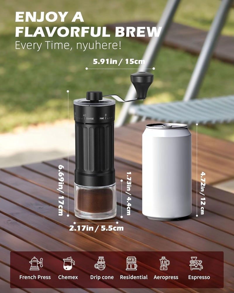 GCCTXG GCCTXC Manual Coffee Grinder with Ceramic Burr Handheld Hand Crank Espresso Grinder for Coarse Drip Fine Pour Over French Press Small Portable for Travel Camping Quiet Adjustable with Grind Settings - Image 3
